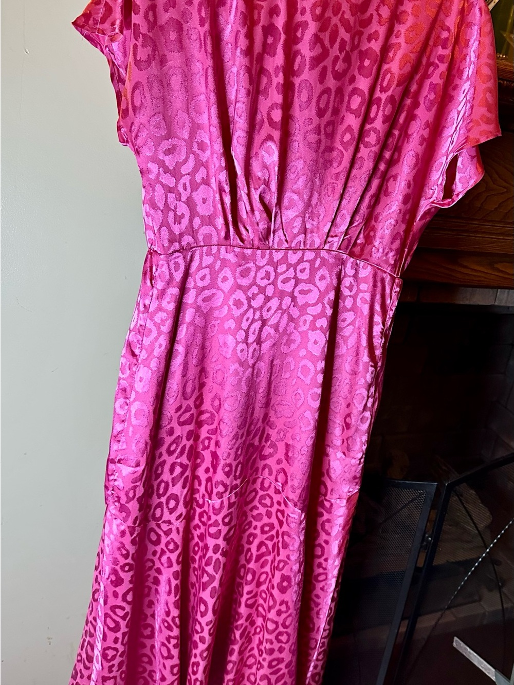 Vici Hot Pink Leopard Jacquard Midi Dress